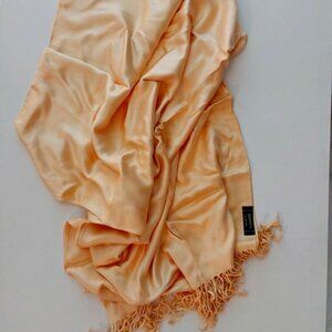 Pashmina Shawl Silky Soft Gold. Size 75" L X 21" W with Fringe 81" L